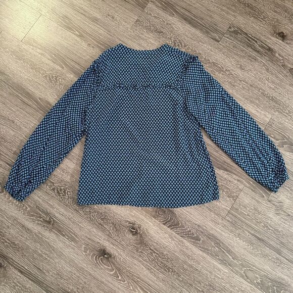 Whistles Blue Daisy Print Frill Blouse - Picture 9 of 10